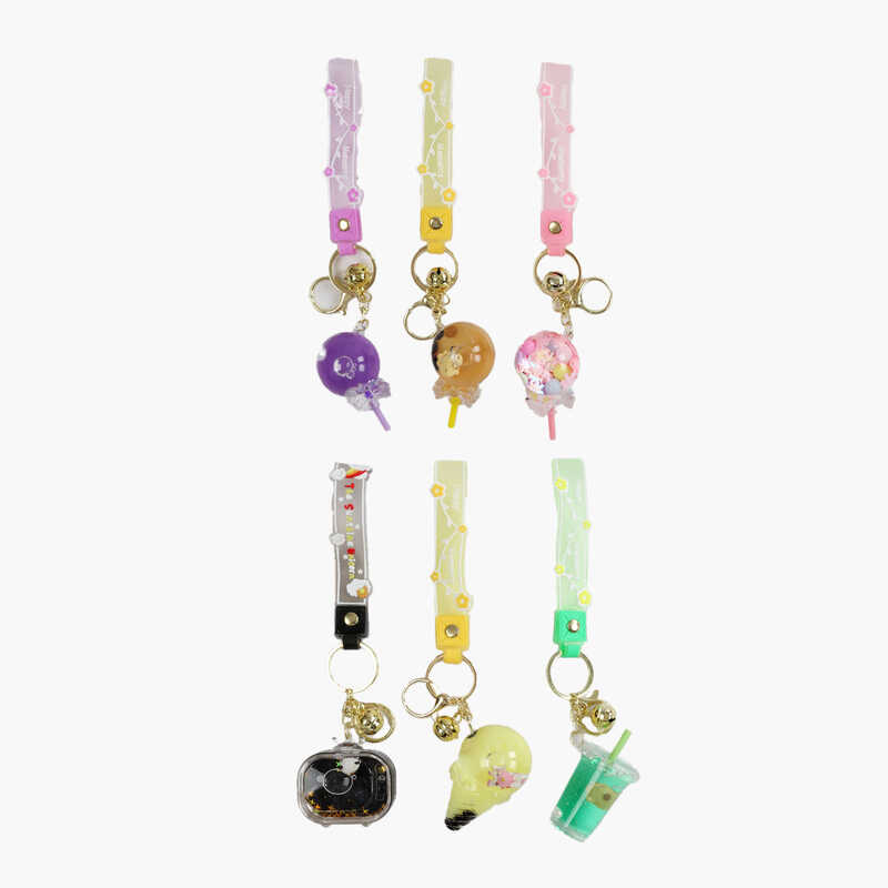 Брелок C 69928 (50) ЦІНА ЗА 12 ШТУК В УПАКОВЦІ, герой, середня висота - 6 см, металева фурнітура, наповнено рідиною, ремінець, дзвіночок, в пакеті