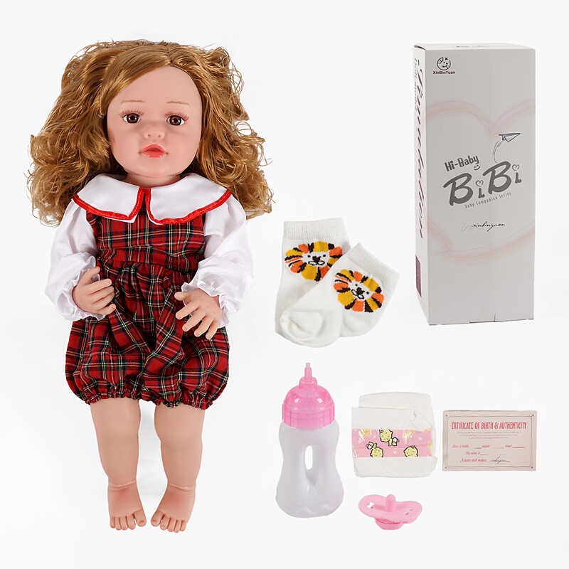 Лялька XBY 5542 (12) висота 52 см, гумова, пляшечка, памперс, соска, шкарпетки, в коробці