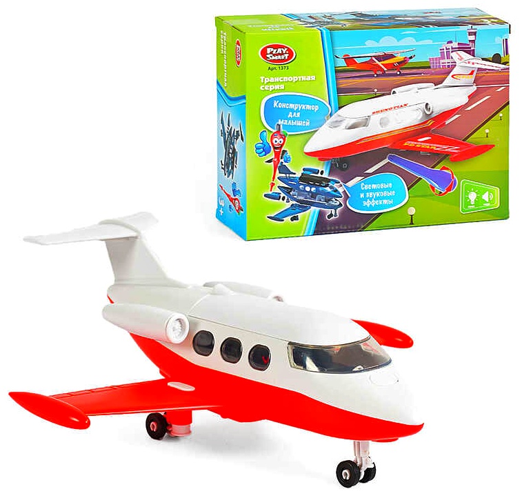 Літак-конструктор 1373   , "Play Smart" , 2 кольори , пакування РОС. мовою, світлові та звукові ефекти, в коробці