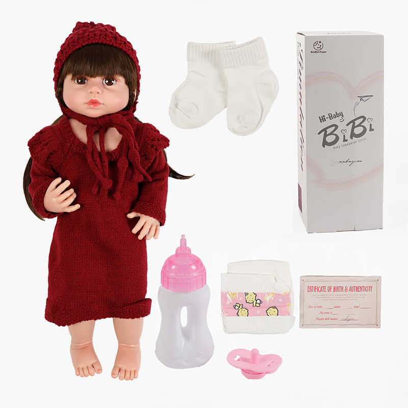 Лялька XBY 6617 (12) звуки, висота 52 см, гумова, пляшечка, памперс, соска, в коробці