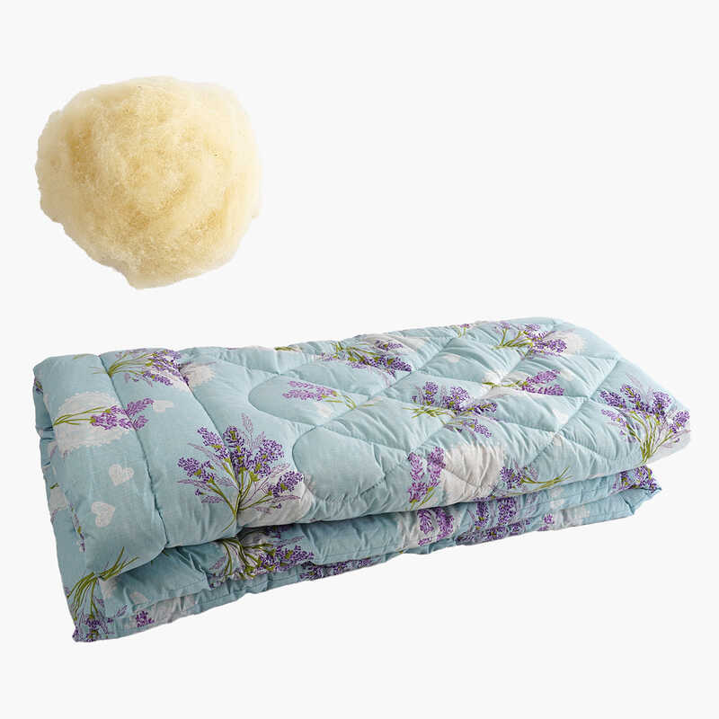 гр Ковдра зимова з овечої вовни №164010 (1) 150х210 см, наповнювач - овеча вовна, щільність 520 г/м2, тканина - бавовна, у пакеті