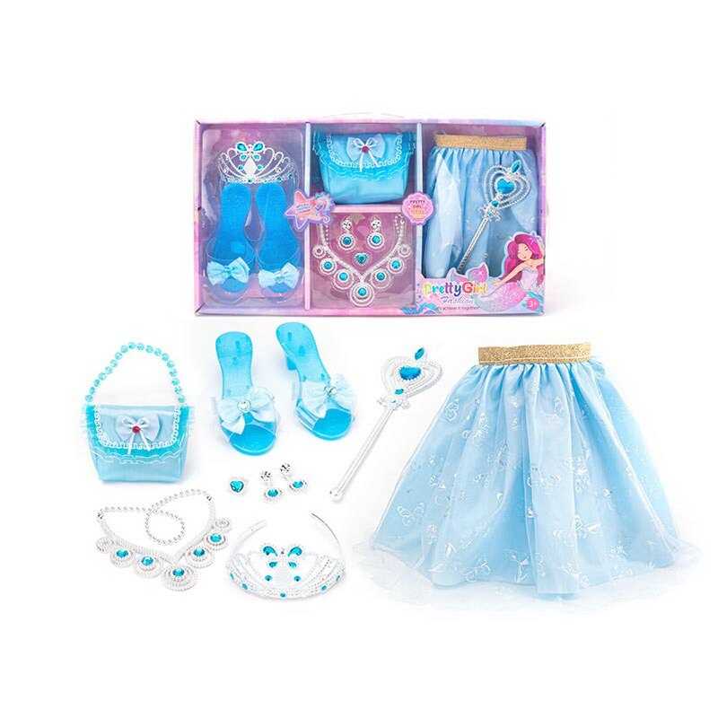 Набір аксесуарів 6026-1 (24/2) спідничка, сумочка, туфельки, корона, намисто, сережки, каблучка, чарівна паличка, в коробці