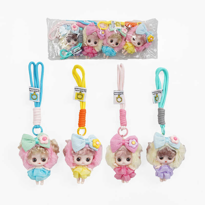 Брелок C 70742 (300) ЦІНА ЗА 4 ШТУКИ В УПАКОВЦІ, “Лялька”, карабін, шнурок, в пакеті