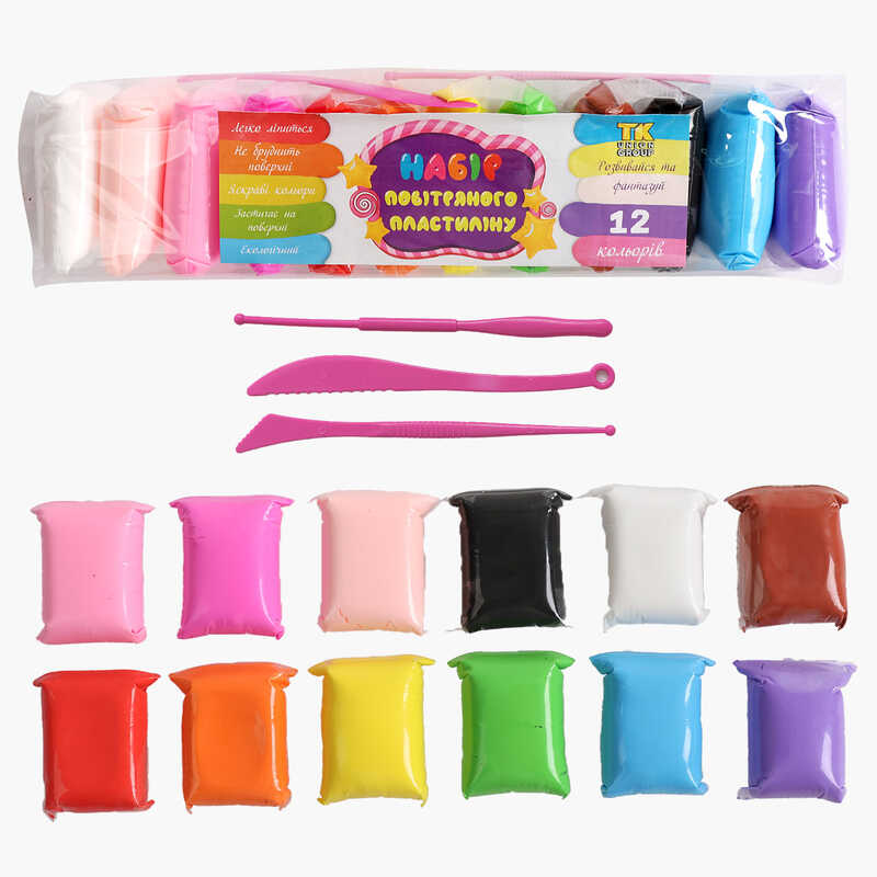 Повітряний пластилін C 73369 (200) "TK Group", ЦІНА ЗА 12 ШТУК В УПАКОВЦІ, стеки, в пакеті