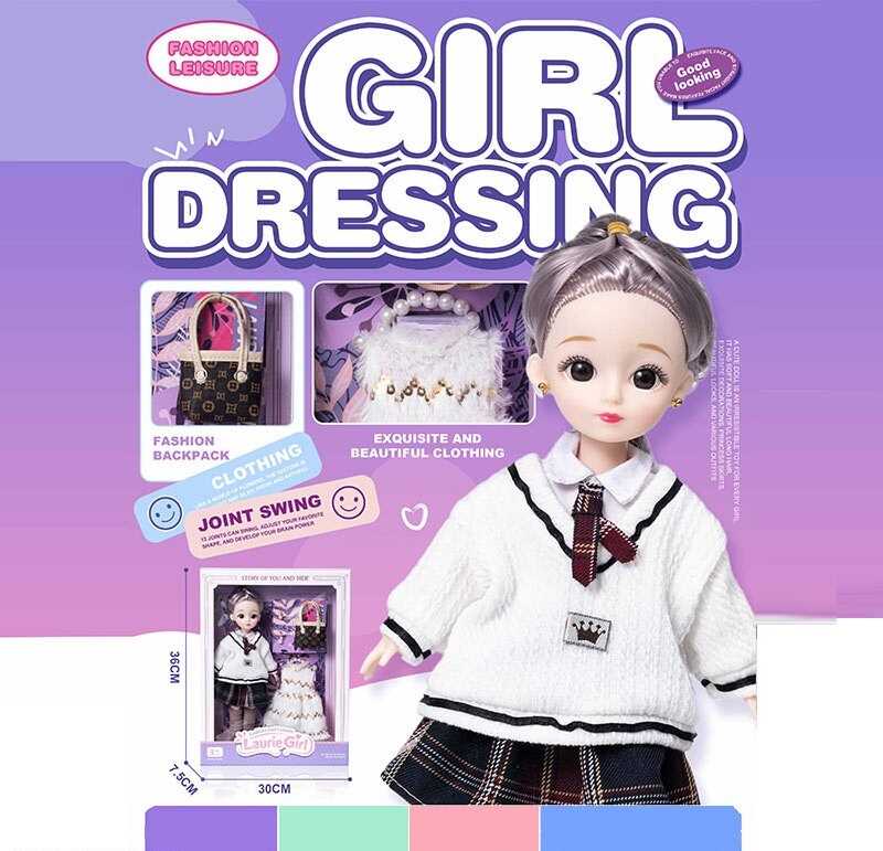 Лялька Q-A 20 (72/2) висота - 30 см, тіло — пластик, голова — гума, шарнірні з’єднання суглобів, знімне взуття, змінний одяг, аксесуари, в коробці