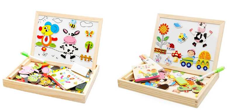 Дерев'яна магнітна дошка C 73286 (36) фломастери, крейда, губка, магніти, в коробці