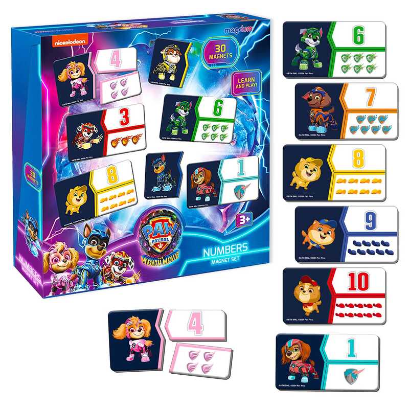 гр Набір магнітів ML 4034-22 "Щенячий патруль. Цифри" (24) "Magdum" 30 магнітів