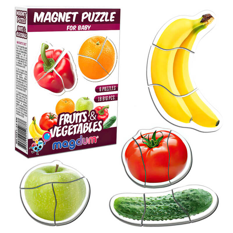 гр Магнітні пазли ML4031-25 EN "Fruits and vegetables" (70) "Magdum", англ. мова, в коробці