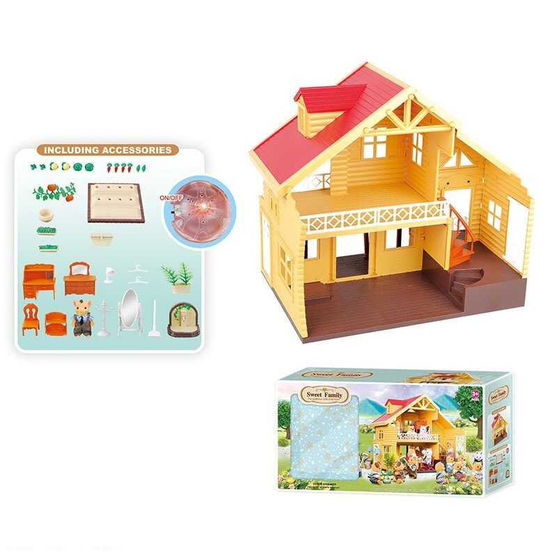 Вілла "Щаслива сім'я" 012-03 (6) меблі, фігурка, підсвічування, в коробці