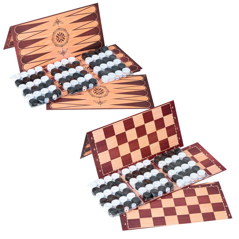 гр Шашки + нарди 3 набори 034 (35) "BAMSIC", у пакеті