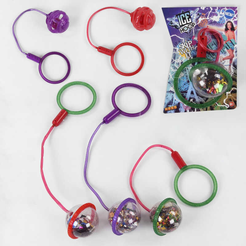 Скакалка на ногу SA 1001 (168/2) підсвічування мультиколор, в кулі світлодіодний м'ячик, на батарейках, на листі