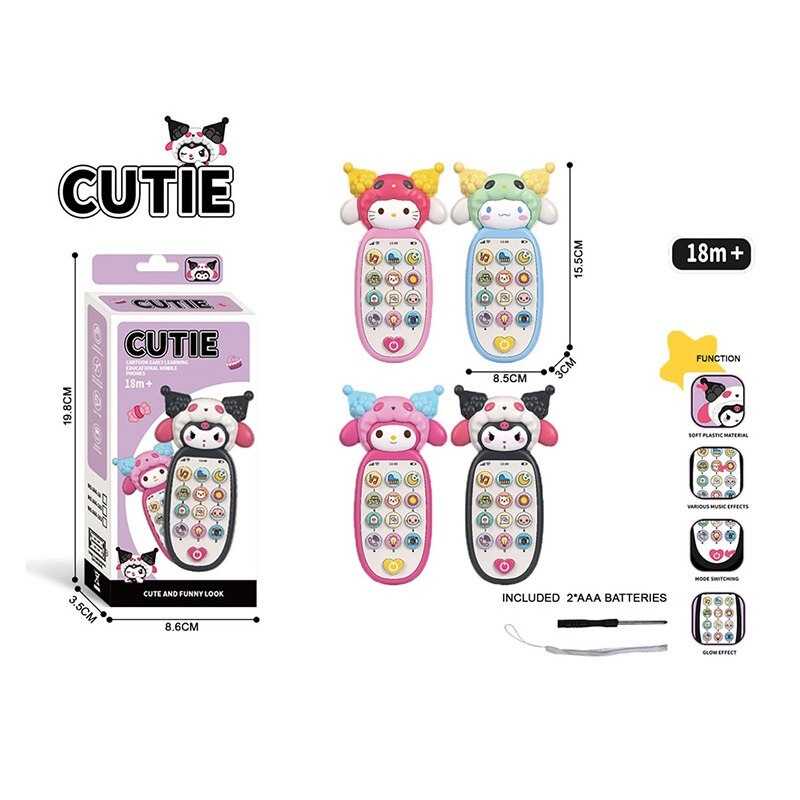 Телефон EC 666-2 A2 (288/2) музика, пісні, озвучування англійською мовою, числа, тварини, на батарейках, підсвітка, в коробці, ВИДАЄТЬСЯ МІКС