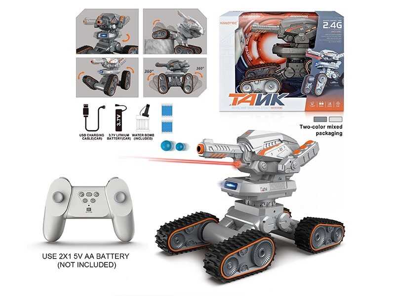 Танк на радіокеруванні XB 1118 (12) 2 кольори, пульт 2.4 GHz, акумулятор 3.7 V, стріляє орбізами, підсвічування, звуки, мелодії, орбізи, пляшечка, в коробці