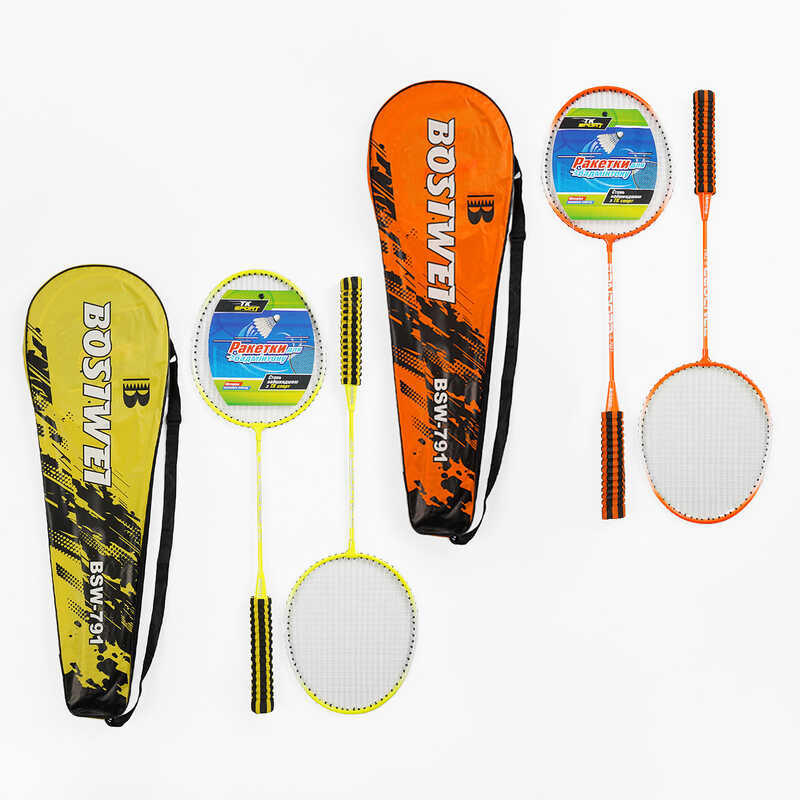 Бадмінтон C 64767 (50) "TK Sport", 2 кольори, 2 ракетки, металевий каркас, м’яка ручка, регульований ремінець, у чохлі