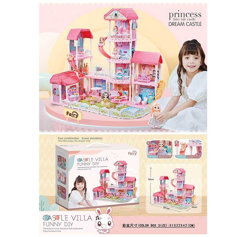 Будиночок 7005 (2) 3 ляльки, гірка, меблі, посуд, аксесуари, в коробці