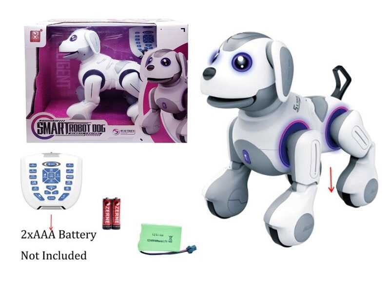 Песик на радіокеруванні G 14 (8) акум. 3,7 V, озвуч. англійською, пісні, історії, географічні факти, рухається, виконує команди, підсвічування, в коробці