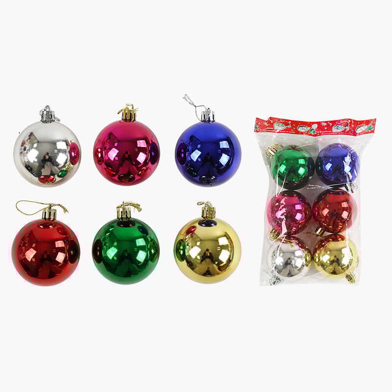 Новорічні прикраси C 67730 (200) 6 штук, кульки, D = 5,5 см, в пакеті