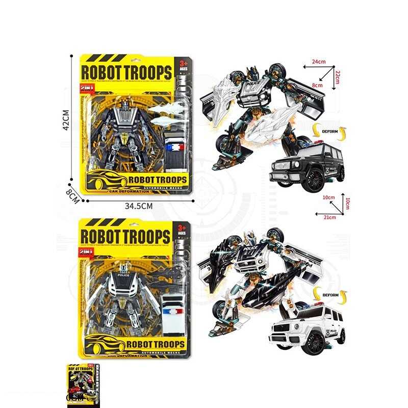 Трансформер MF 8801-1 (48/2) 2 види, висота робота 22см, поліцейська машина, зброя, гумові колеса, на листі