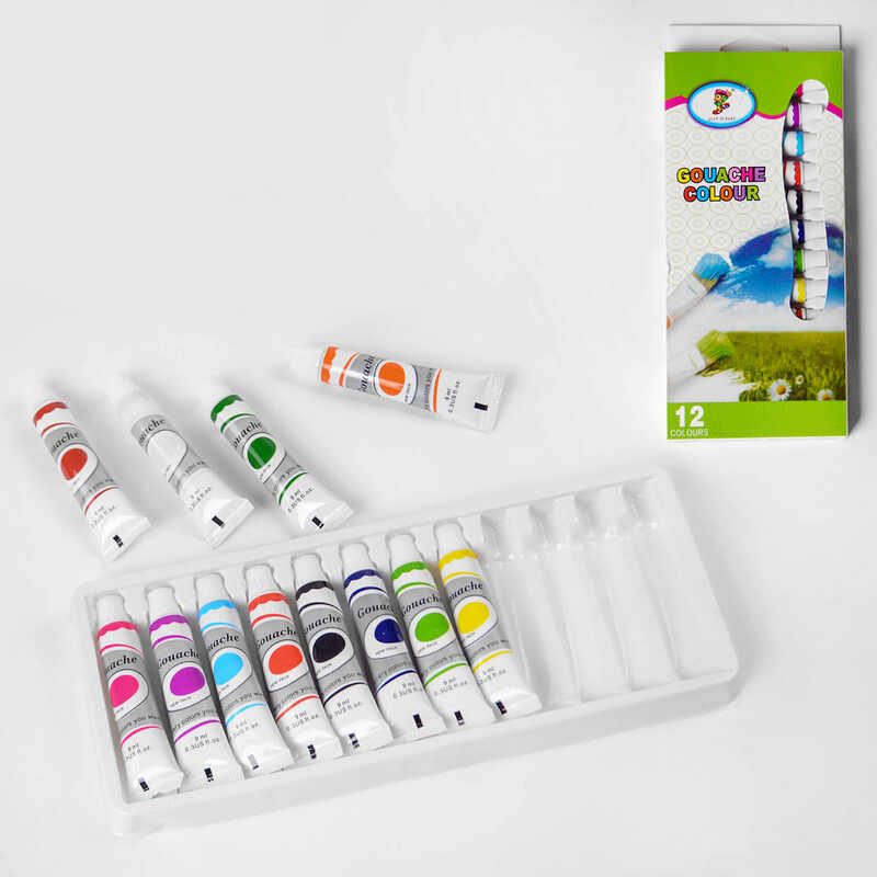 Гуаш С 37143 (120) 12 кольорів, 9 мл у тюбику, 12 штук в упакуванні