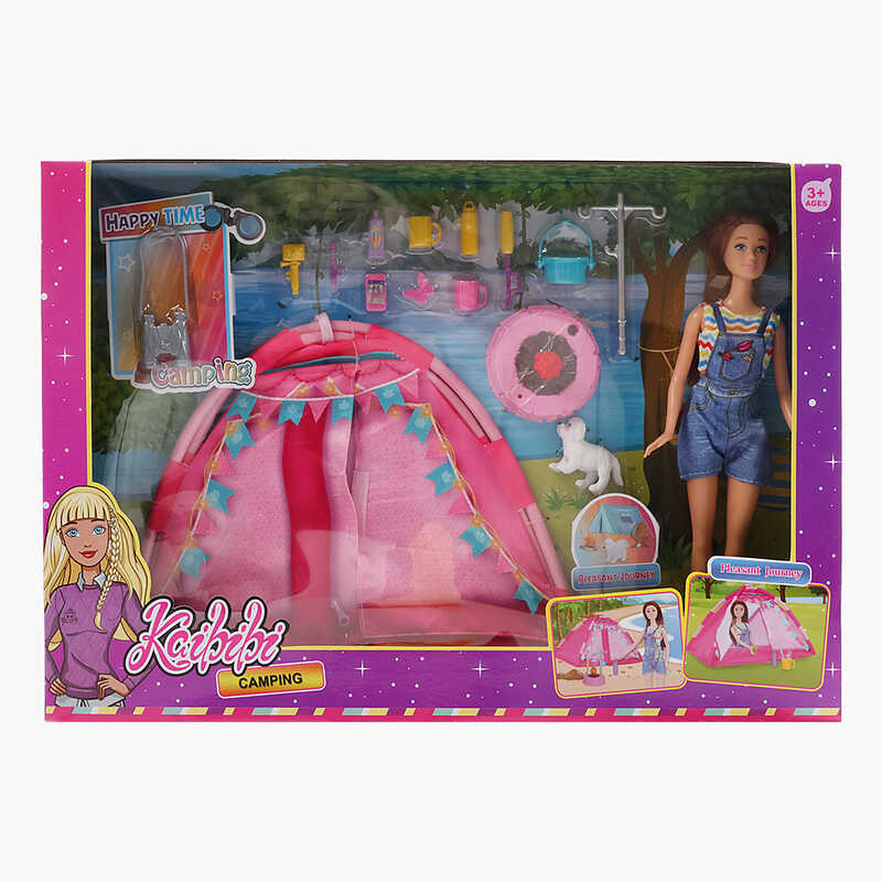 Лялька WG 242 (24/2) висота: 30 см, знімний одяг, рухомі кінцівки, аксесуари, намет, песик, в коробці