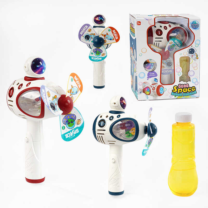 Пістолет з мильними бульбашками WX 536 (48) 2 кольори, світло, мелодія, автоматичний, вітрячок, пляшечка з мильним розчином, в коробці