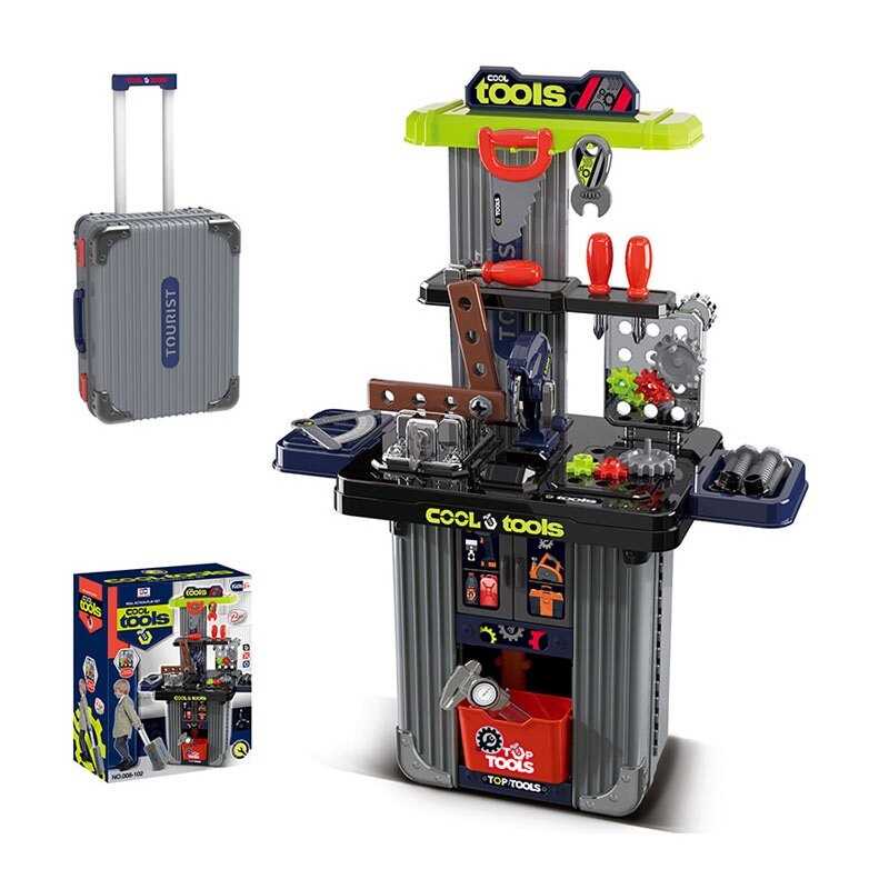 Набір інструментів 008-102 (8) верстат, валіза, молоток, тиски, пилка, викрутки, гайковий ключ, болти, в коробці