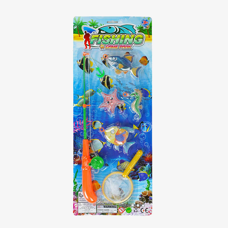 Риболовля 21 B1 (120/2) 4 морські мешканці з кільцем, вудка з гачком, сачок, на листі