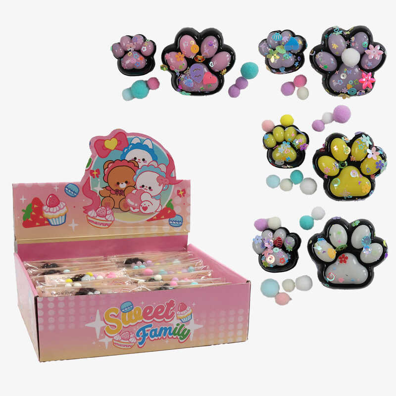 Гра антистрес C 72491 (24) ЦІНА ЗА 20 ШТУК В БЛОЦІ, “Лапки”, паєтки, текстильні кульки, в коробці