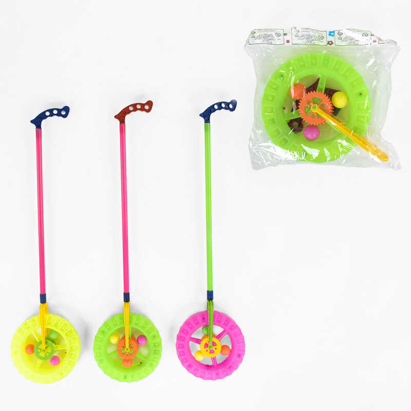 Каталка-колесо 866 А (240/2) 3 кольори, світло, тріскачка, 1 шт у пакеті, ВИДАЄТЬСЯ ТІЛЬКИ МІКС ВИДІВ