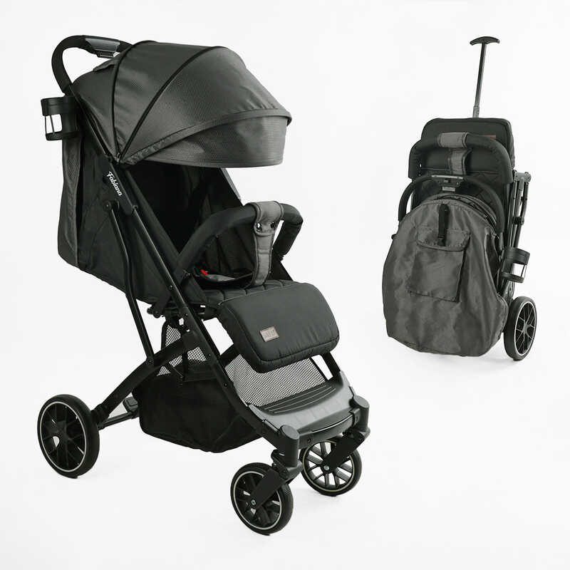 Візок прогулянковий дитячий "JOY" Fabiana FB-76619 (1) колір ТЕМНО-СІРИЙ, рама сталева, футкавер, підсклянник, телескопічна ручка