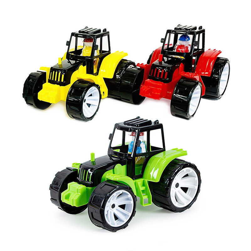 гр Трактор BAMS - чорна кабіна 007/6 - 007/15 (12) "BAMSIC" 3 кольори, фігурка людини, каталка, в сітці