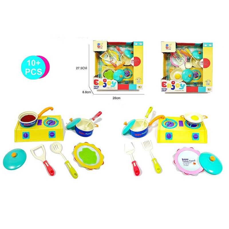 Набір посуду ABS 686-26 (48/2) 2 види, 10 елементів, плита, тарілочка, каструля, сковорода, в коробці