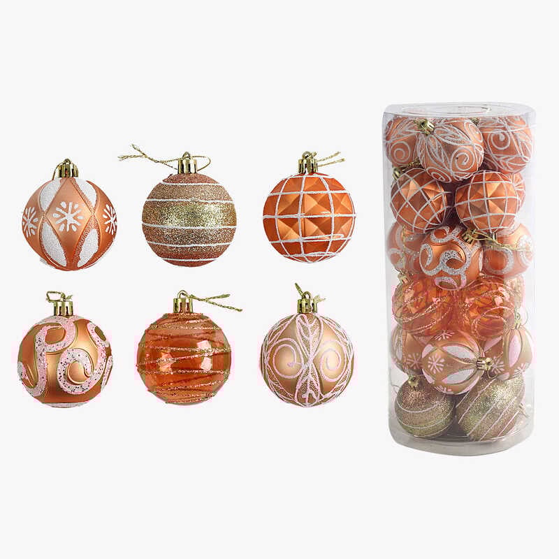 Новорічні прикраси C 67619 (32) 24 штуки, кульки, D = 6 см, у слюді