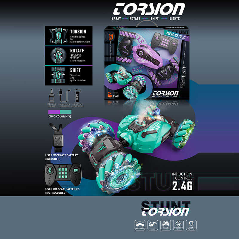 Машина на радіокеруванні XB 1236 (24)  акумулятор 3.7 V, USB кабель, пульт 2.4 Ghz, браслет, звук, підсвітка, роликові колеса, парогенерація, обертається на 360, в коробці