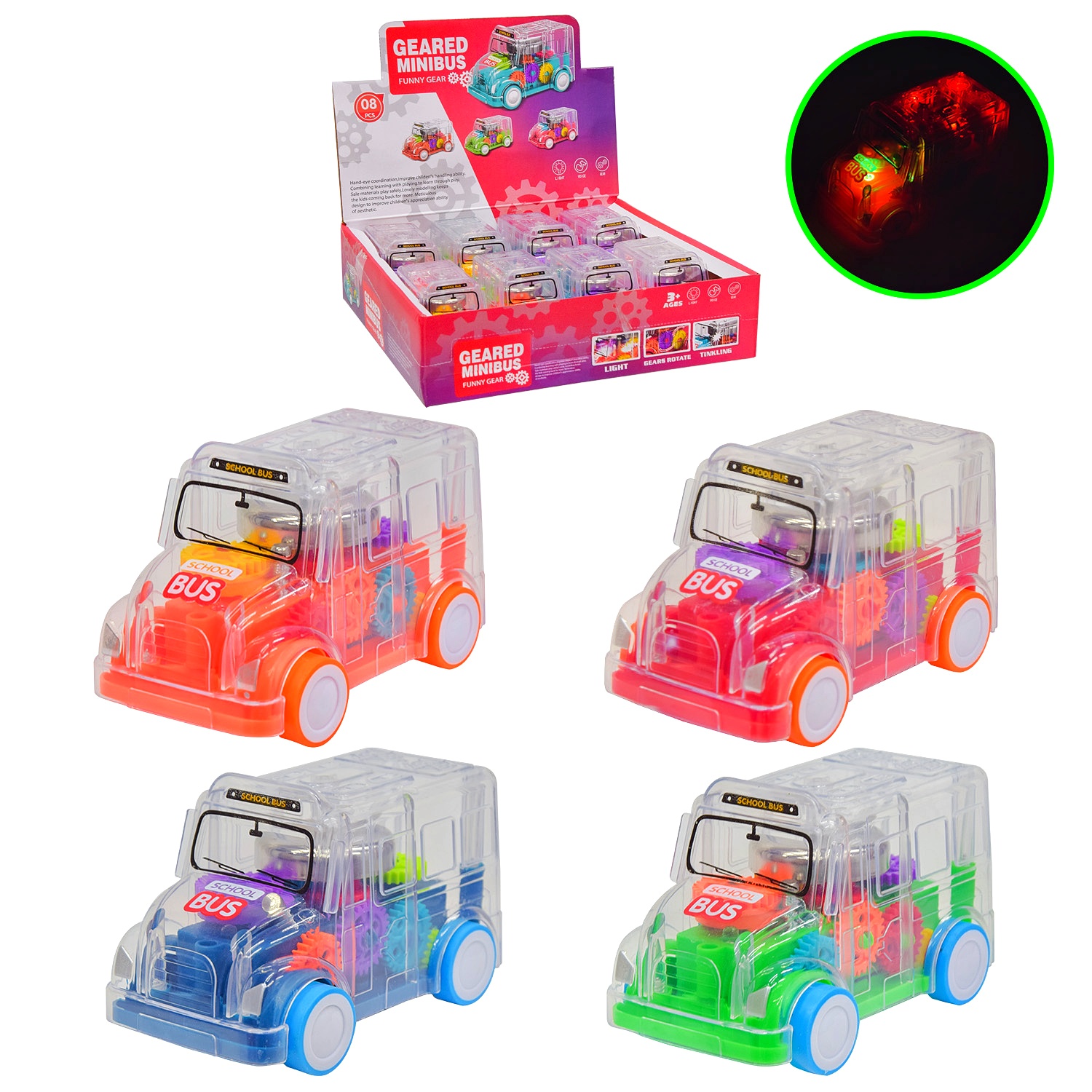 Машина - шестерні SR878-07 , ЦІНА ЗА 8 ШТУК , батар. в комплекті , світло , звук , інерція , мікс видів , дісплей