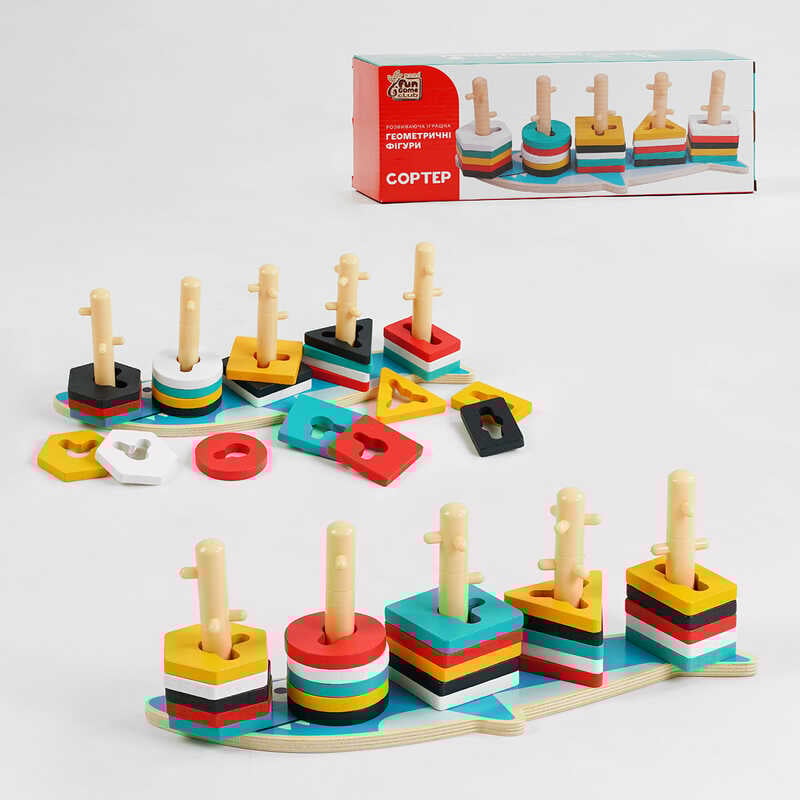 гр Геометричний сортер 90051 (30) "4FUN Game Club Wood", "Акула", у коробці