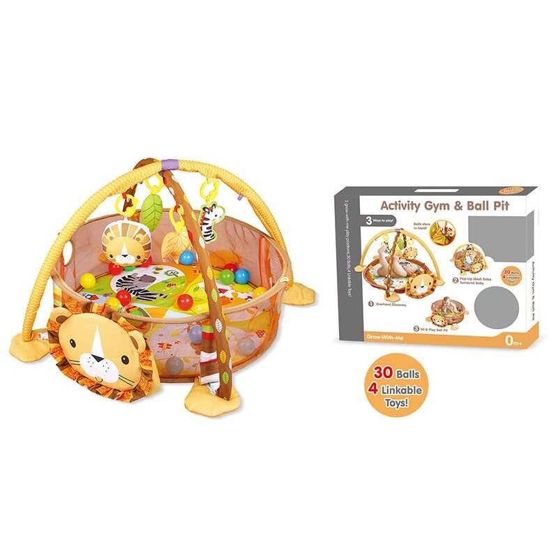 Килимок-манеж 668-32 (8) “Лев”, брязкальця, набір пластикових кульок, у коробці