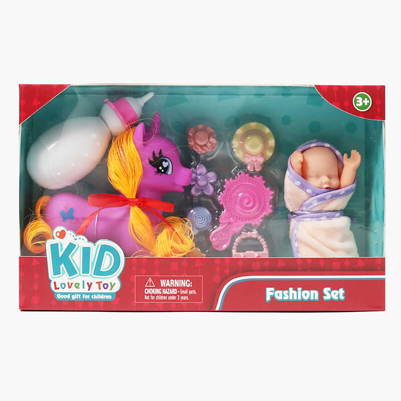 Поні SM 338 F14 (96/2) пупс, рухливі елементи, пляшечка, аксесуари, гребінець, в коробці