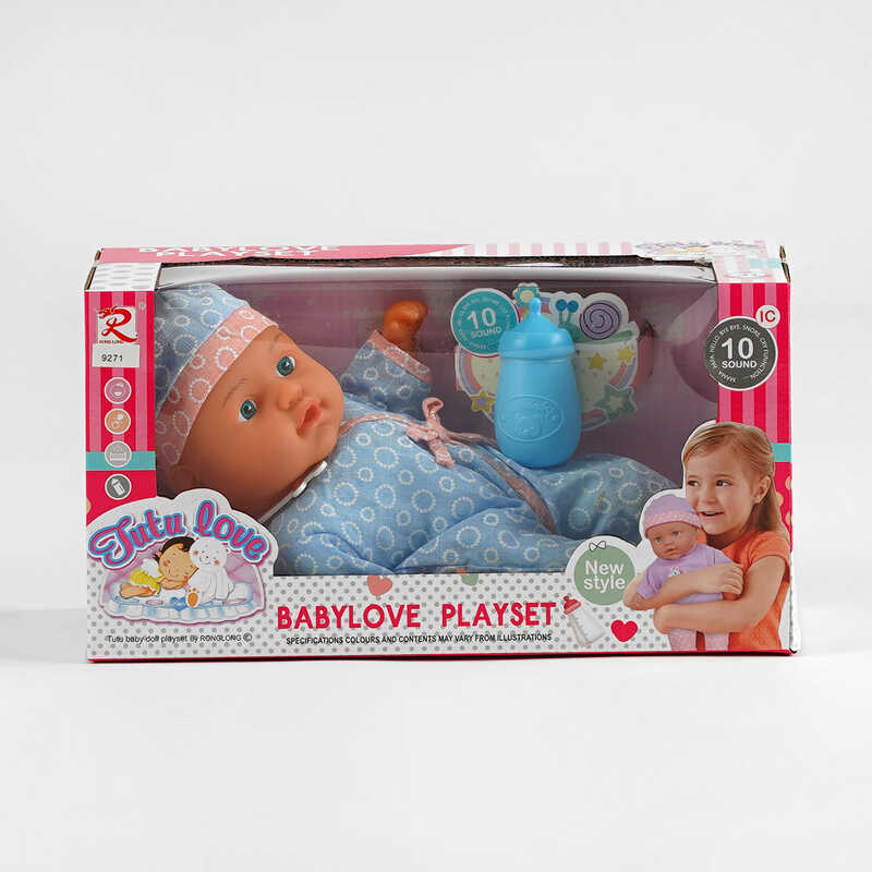 Пупс 9271 (36) м’якотілий, п’є з пляшечки, пляшечка, музичний чіп, висота 31 см, в коробці