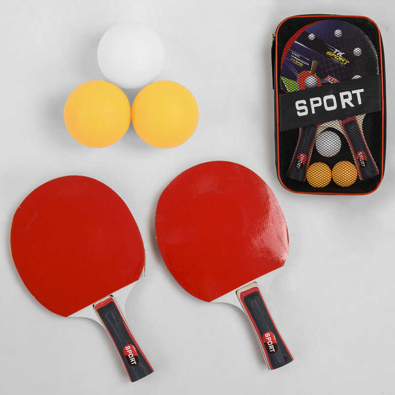 Ракетка для пінг-понгу C 44855 (50) "TK Sport", 2 шт + 3 м'ячики, в чохлі
