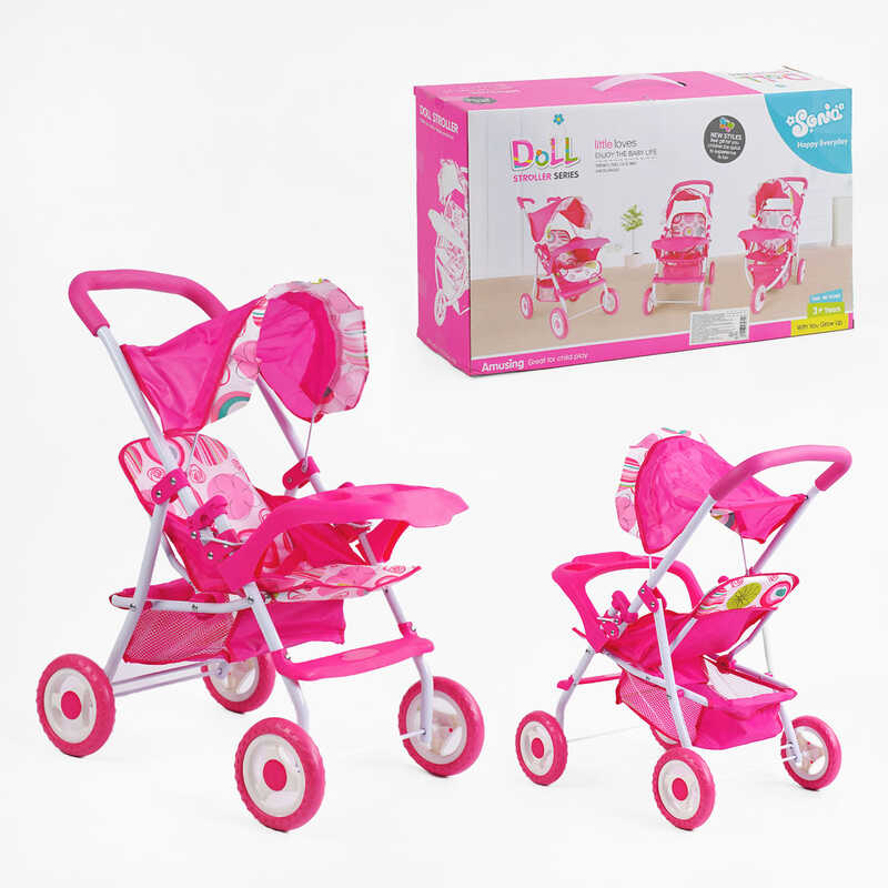 Візок для ляльок SO 6911 K (12) металева основа, додатковий кошик, складний каптур, в коробці