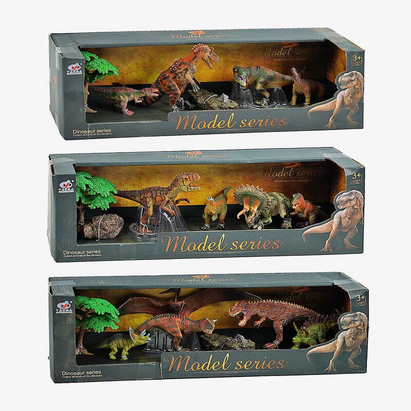 Набір динозаврів Q 9899 Q 3 (24) 3 види, 7 елементів, 5 динозаврів, 2 аксесуари, в коробці