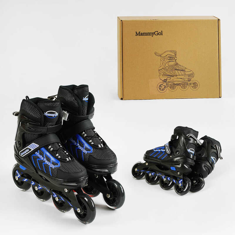 Ролики 81785-XL розмір 42-44 (6) колір СИНІЙ, колеса PU, d – 9 см, устілка 25-27 см, алюмінієва рама, підшипник ABEC-7, в коробці